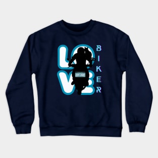 BIKER AND BEST CAT  DAD MOTORCYCLE RIDER BLUE Crewneck Sweatshirt